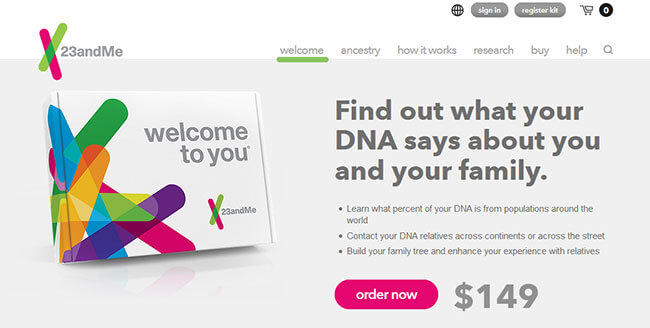 23andme Homepage