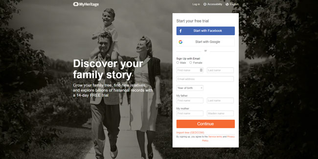 MyHeritage New Homepage