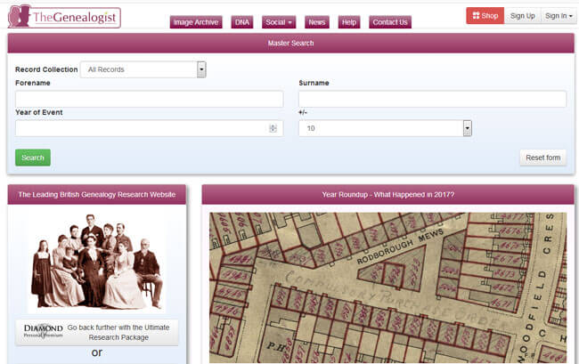 The Genealogist homepage