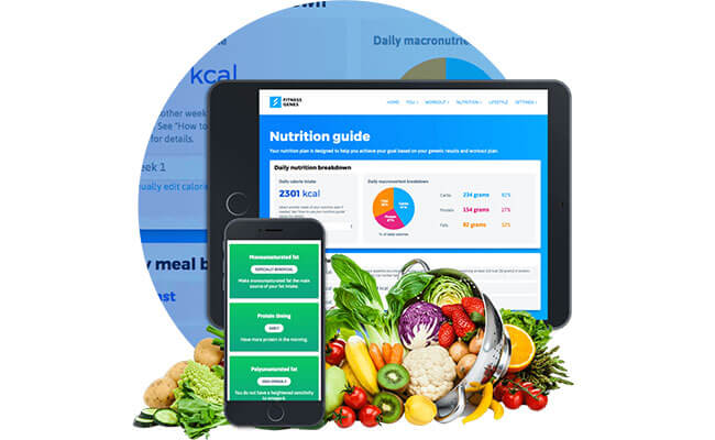 FitnessGenes nutrition guide on smart device