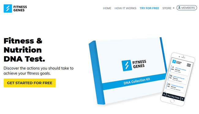 FitnessGenes printscreen homepage