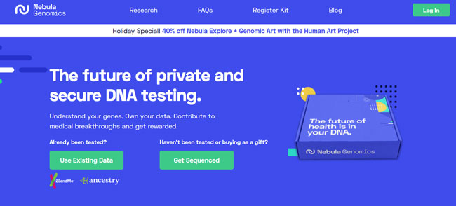 Nebula Genomics printscreen homepage